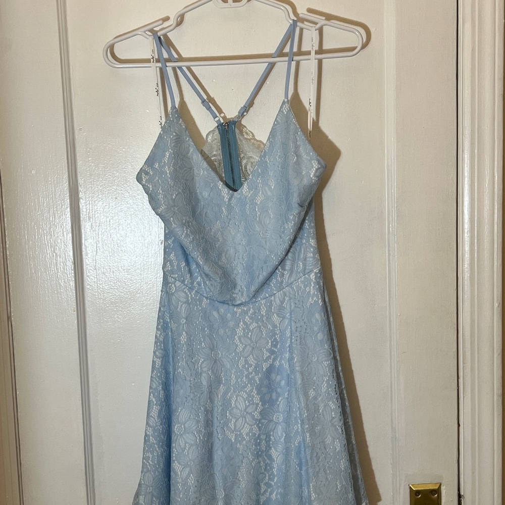 Papaya Light Blue Lace Mini Dress